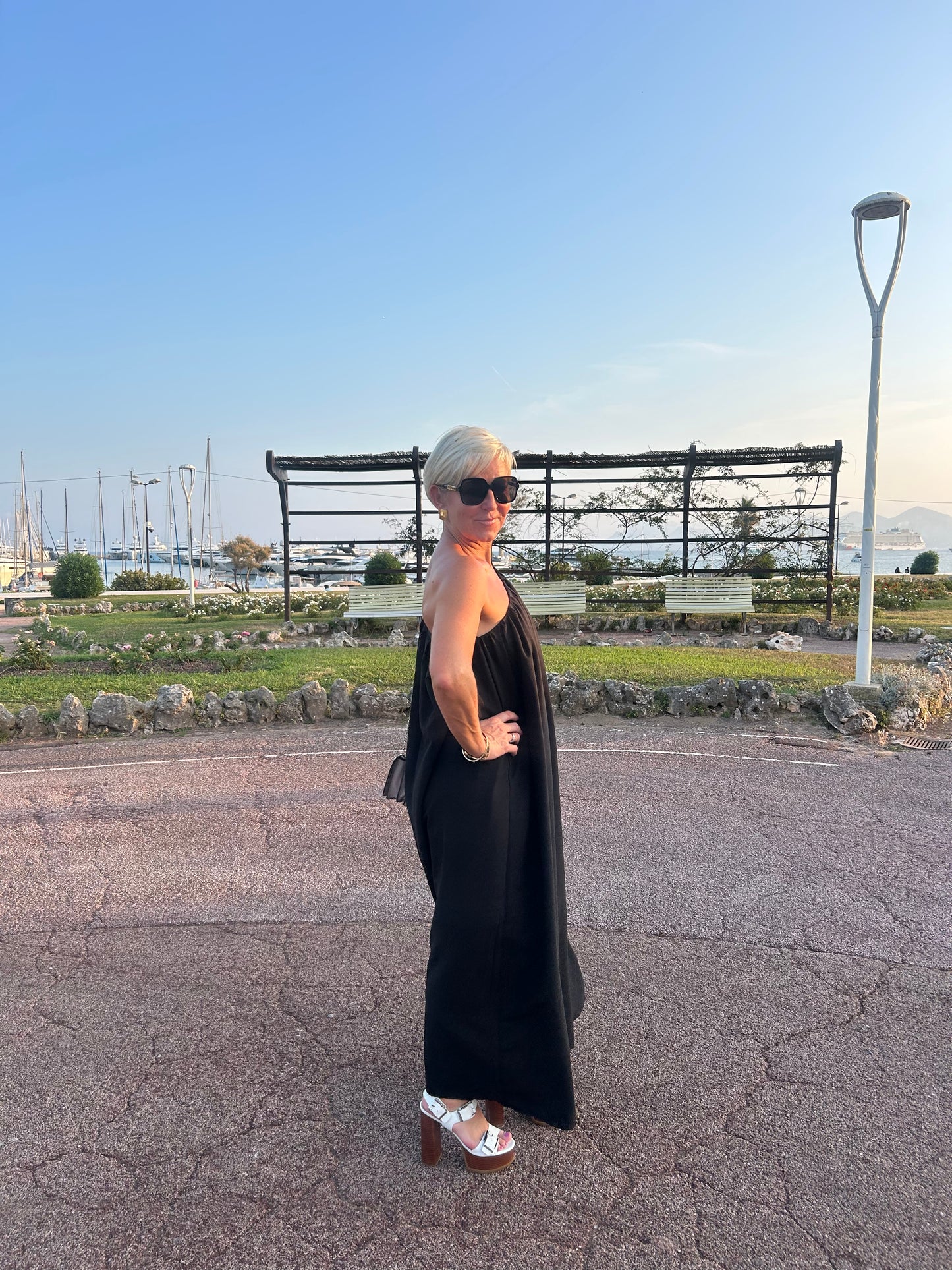 Asymmetrical Black Maxi Dress