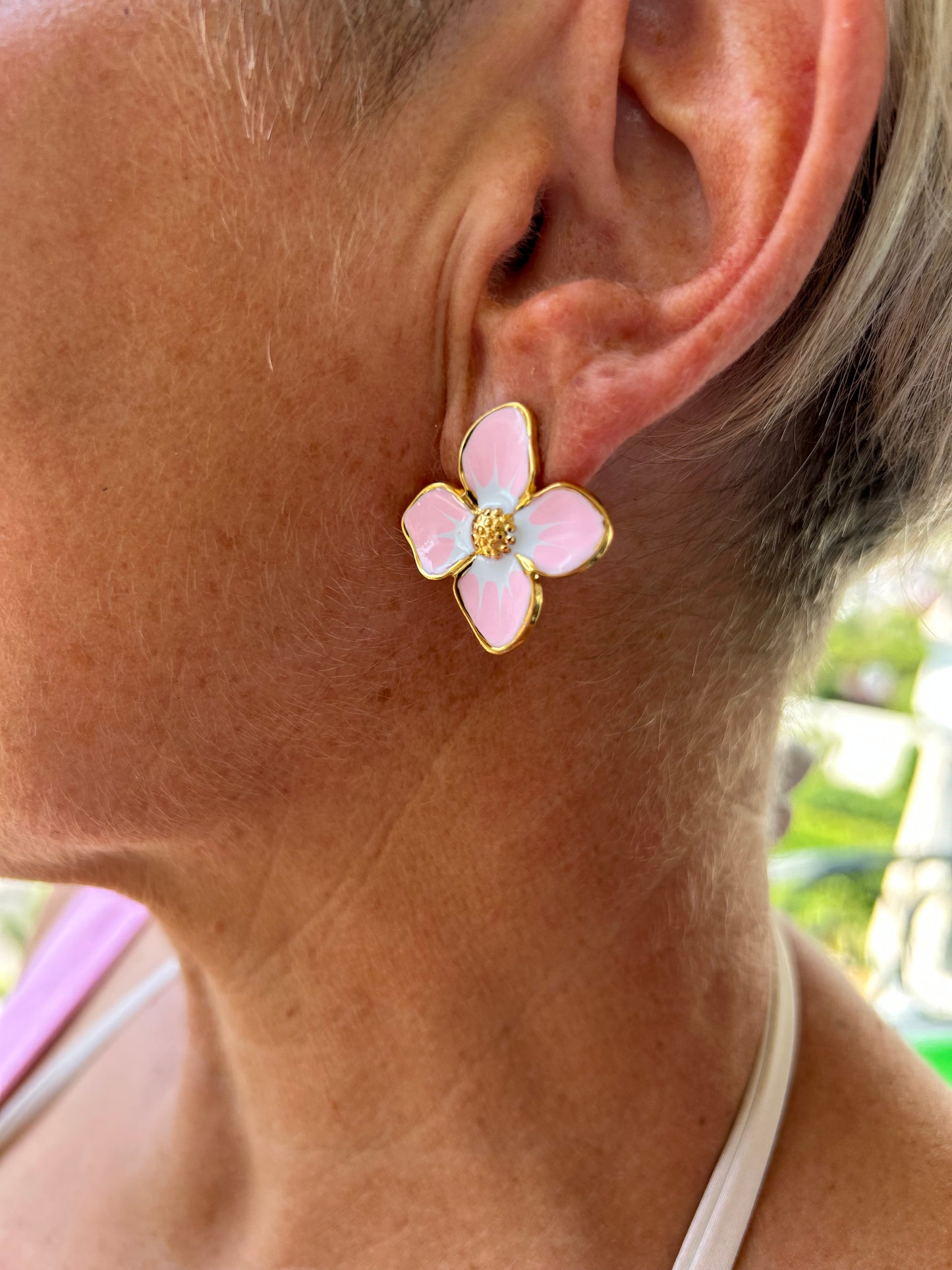 PRE ORDER Pink Flower Stud Earrings