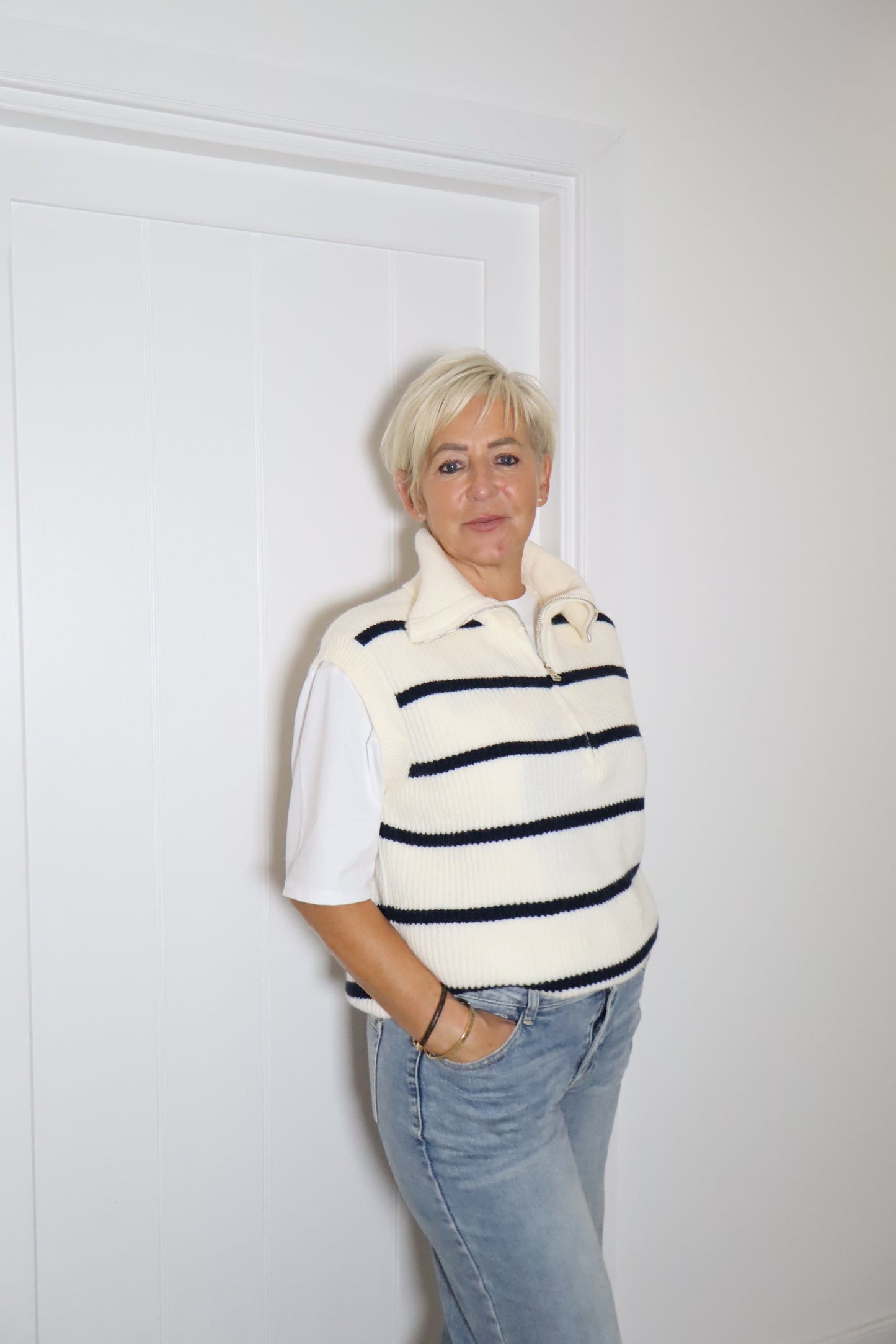 Sleeveless Half Zip Jumper