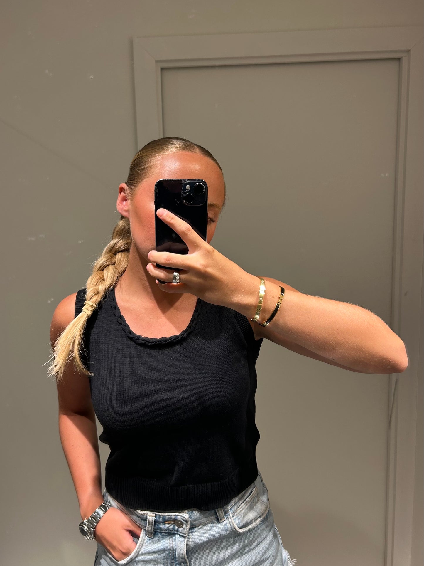 Black vest with rope detail