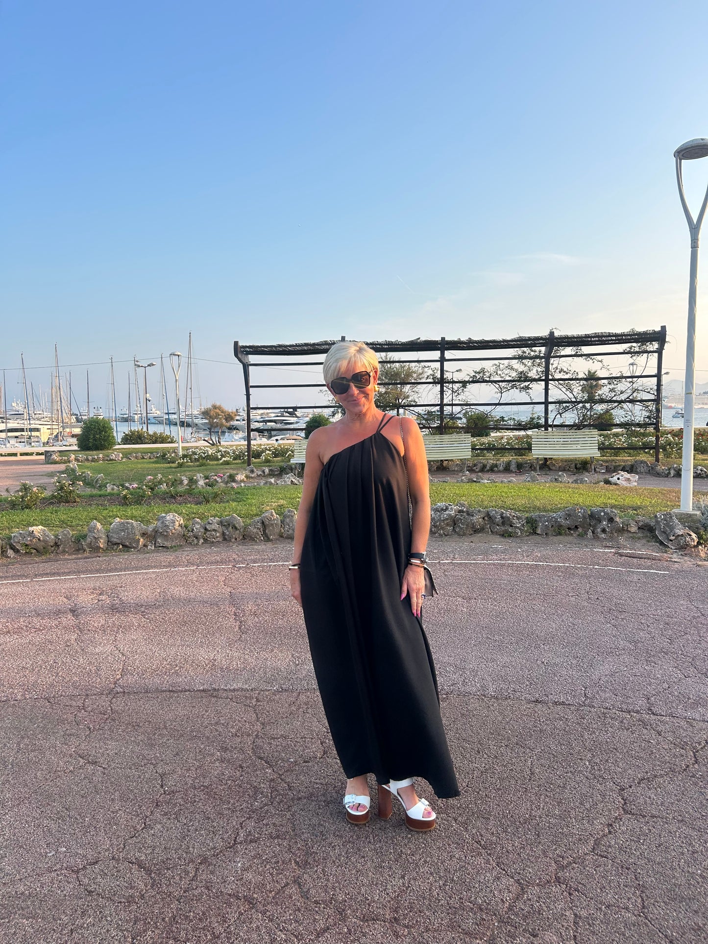 Asymmetrical Black Maxi Dress