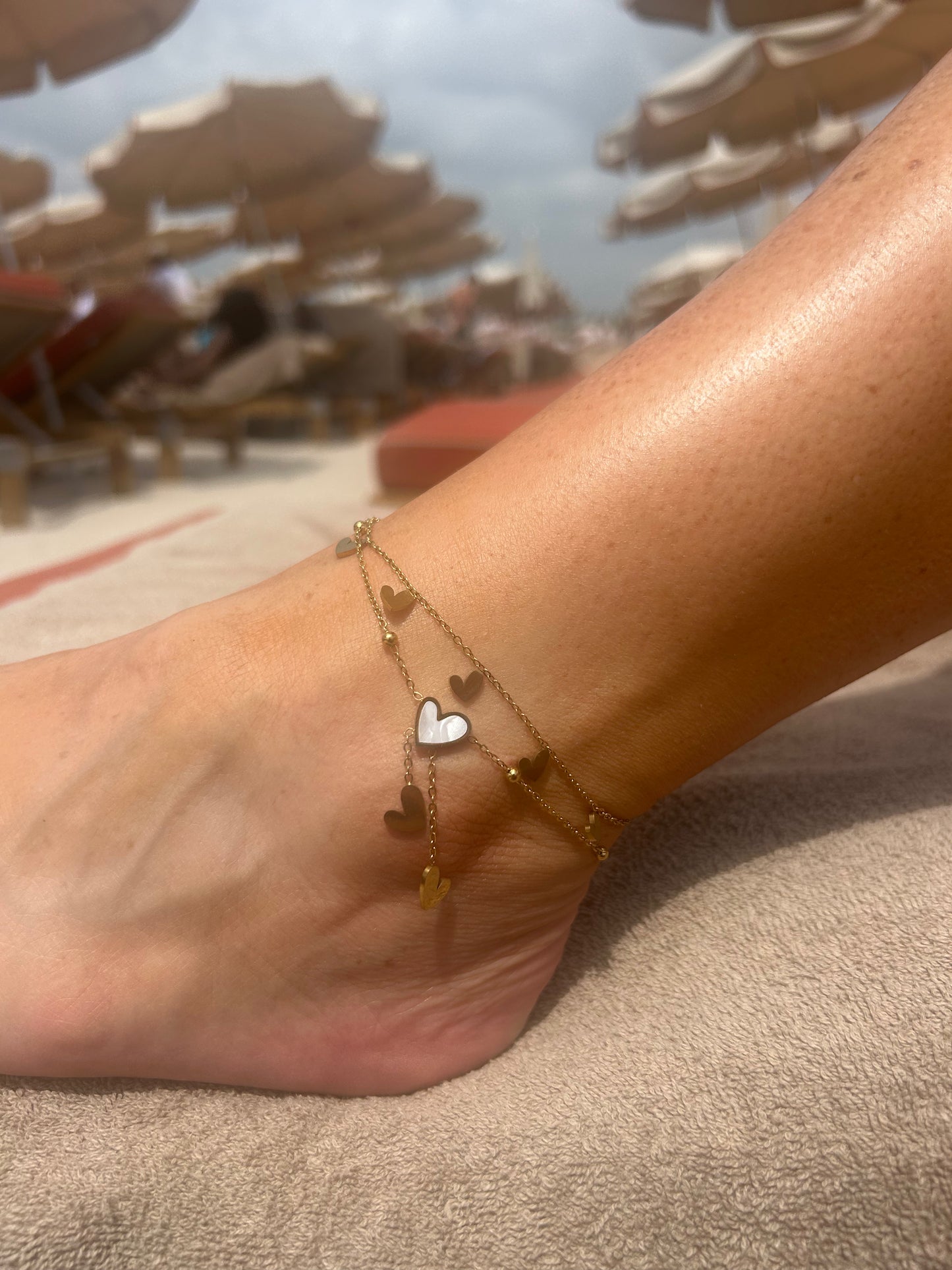 Heart detail anklet