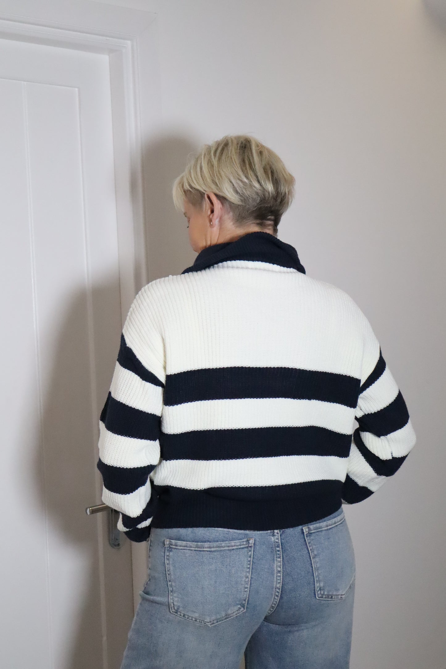 Long Sleeve Stripe Half Zip