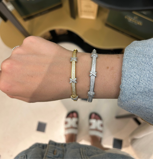 Crystal detail X bangle