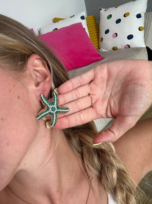 Crystal starfish earrings