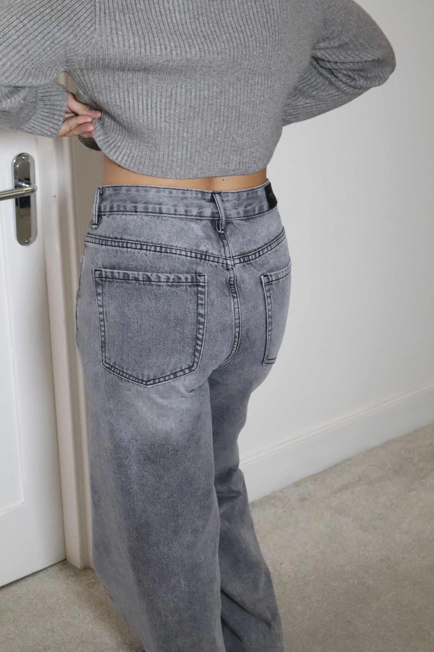Grey Wide Leg Jeans