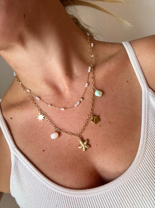 Pastel double chain necklace