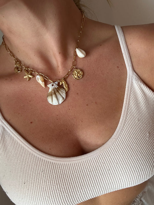 Brown & Cream shell chain necklace